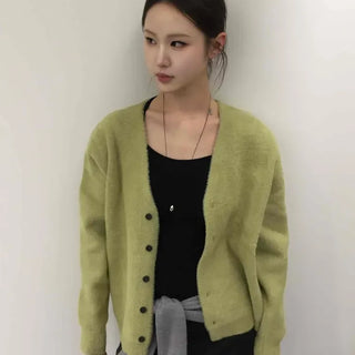 Mohair Daily V-Neck Button Cardigan