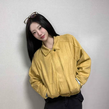 Basic Collar Oversized Short Loose Jacket