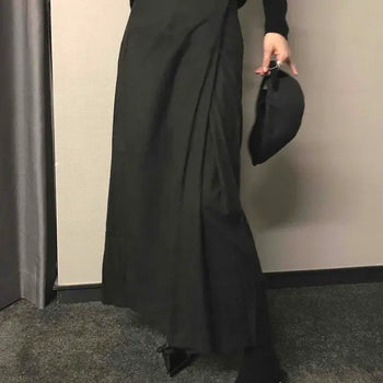 Asymmetrical Wrap High-Waisted Maxi Skirt