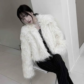 Fluffy Crop Boxy Fur Jacket