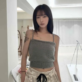 Shirred Smoke Crop Camisole Sleeveless