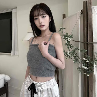Shirred Smoke Crop Camisole Sleeveless