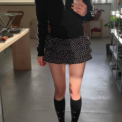 Dot frill tiered shorts