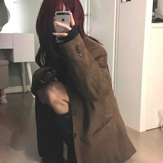 Suede Wide Shoulder Tailored Jacket
