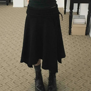 Casual Cotton Plain Midi Skirt