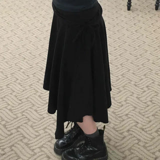 Casual Cotton Plain Midi Skirt