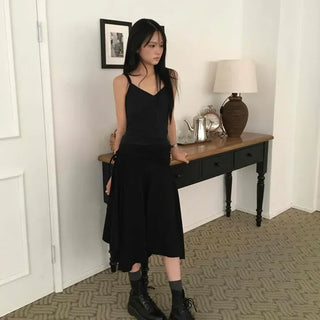 Casual Cotton Plain Midi Skirt