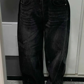 Damaged Tassel Stud Loose Fit Denim Pants