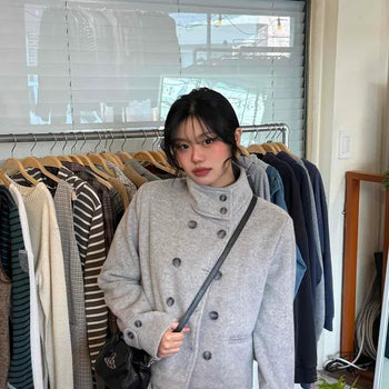 Modern Double Button Loose Fit Short Coat