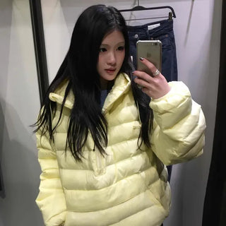 Voluminous Quilted Loose Fit Anorak Hooded Padded Jacket