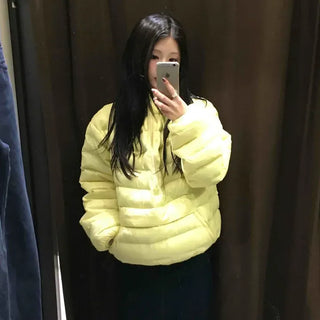 Voluminous Quilted Loose Fit Anorak Hooded Padded Jacket