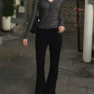 Classic frill bootcut leggings long pants