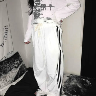 Street Elastic Banding Track Wide Pants
