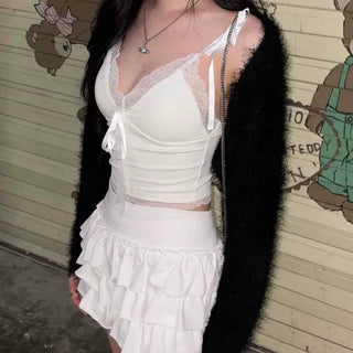 Soft Shearling Crop Short Cardigan