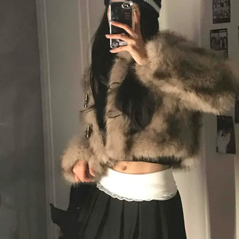 Cropped mink fur cardigan jacket