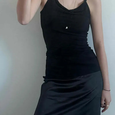 String Asymmetrical Slim Fit Halter Sleeveless