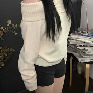 Soft Feminine Off-Shoulder Oversized Knit