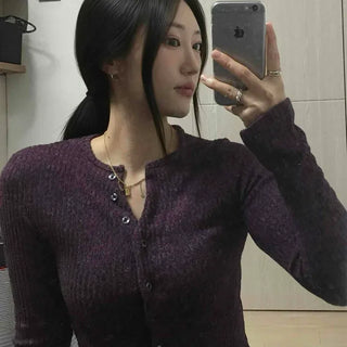 Casual Slim Ribbed Button Cardigan