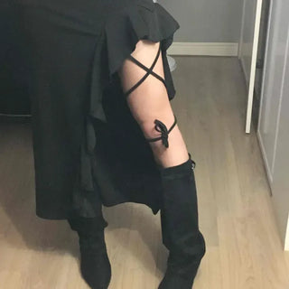 Asymmetrical unbalanced ruffle slim-fit long skirt