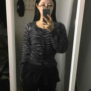 Hairy Stripe Short Cardigan