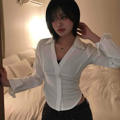 Vintage Gathered Shirt Blouse