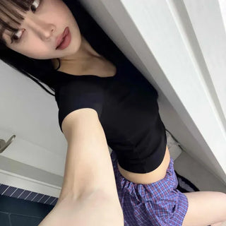 Relax Daily Check Elastic Waist Shorts