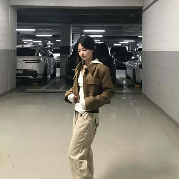 Pocket Crop Collar Short Jacket