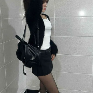 Simple Daily Wool Mini Skirt