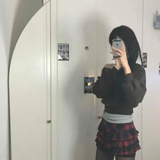 Layered Check Tiered Mini Skirt