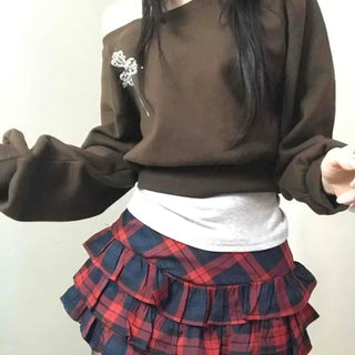 Layered Check Tiered Mini Skirt