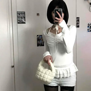 Sweetie Zipper Button Mix Mermaid Frill Long Sleeve T-shirt