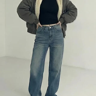Big Fur Hood Zipper Pocket Elastic Waist Bomber Padded Jacket