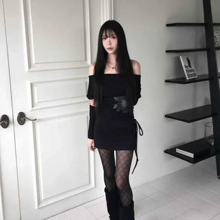 Drawstring Side Point Slim Fit Mini Skirt