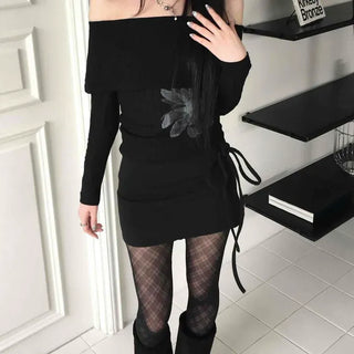 Sexy Off-Shoulder Floral Long Sleeve T-Shirt