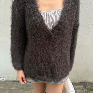 Stretchy Wool Short Cardigan with Yarn Point Embroidery