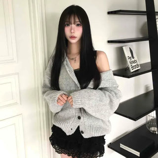 Sexy Loose Fit Crop Knit Cardigan