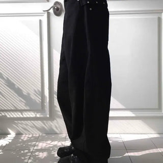 Studded Bag Belt Point Loose Elastic Pants