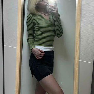 Knit Slit Utility Mini Short Skirt-Pants