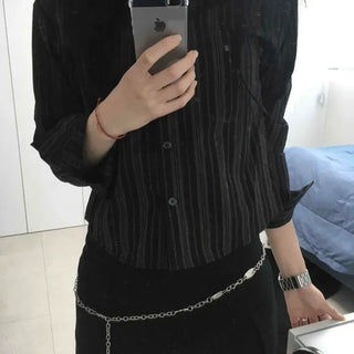 Pinstripe Collar Sleek Blouse