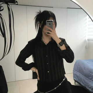 Pinstripe Collar Sleek Blouse