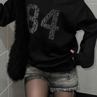 Glitter Number 94 Off-shoulder Loose Fit Sweatshirt