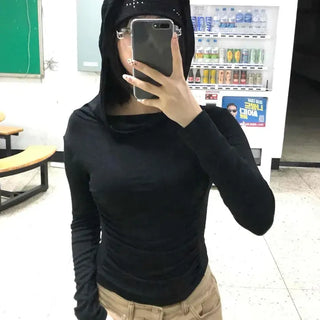 Slim Fit Basic Long Sleeve Hooded T-Shirt