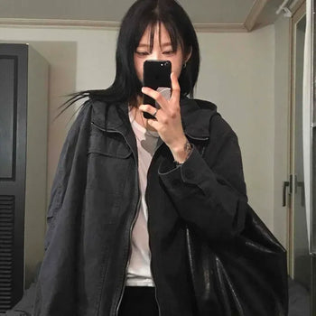 Utility Flap Pocket Drawstring Hooded Jacket