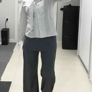 Striped Collared Tie Shirt