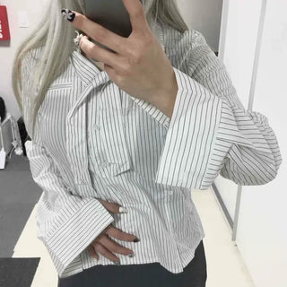 Striped Collared Tie Shirt