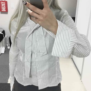 Striped Collared Tie Shirt