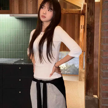 Loose-Fit Elastic Long Skirt
