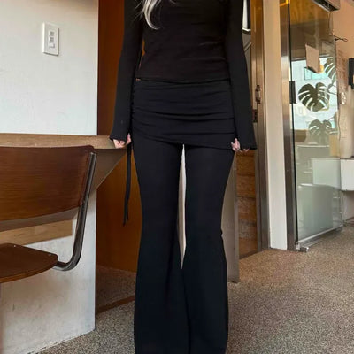 Sleek Formal Low-Rise Semi-Bootcut Slacks Pants