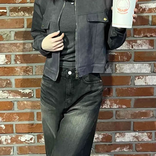 Loose Fit Vintage Washed High-Waisted Wide Denim Long Pants