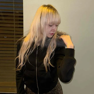 Soft Terry Crop Round Neck Zip-Up Jumper